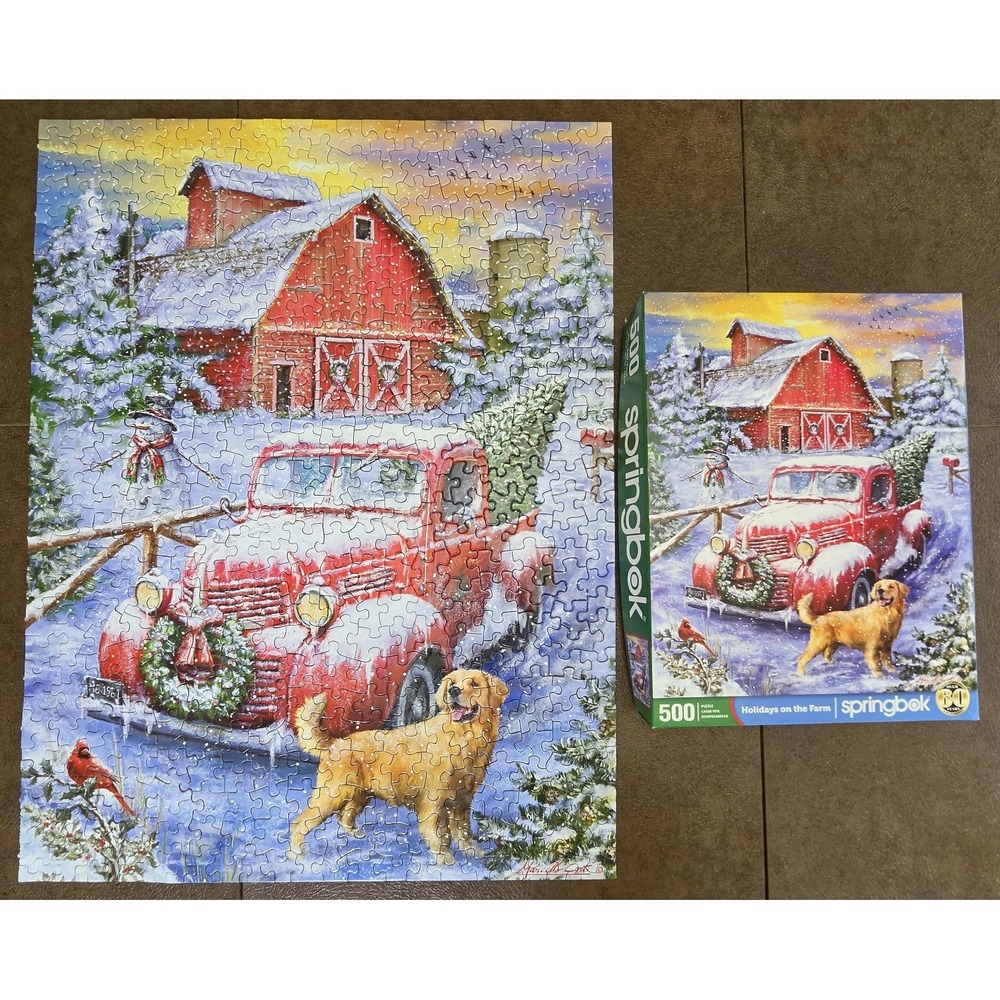 Springbok Holidays On The Farm 500 Piece Puzzle Christmas Barn Holiday COMPLETE